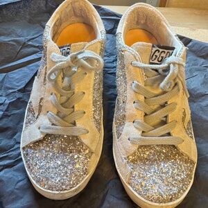 Golden Goose Kids' Super-star Silver Glitter